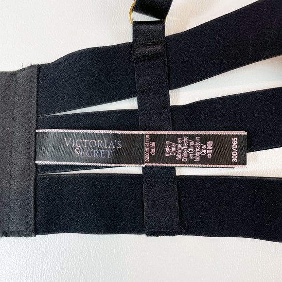 NWOT Victoria's Secret Bra 30D Unlined Balconet Strappy Banded Black - Picture 5 of 7